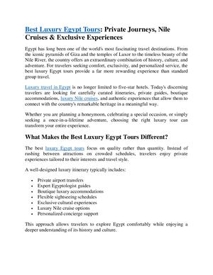 Best Luxury Egypt Tours