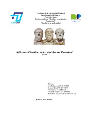 Reflexiones Filosóficas De La Antigüedad A La Modernidad