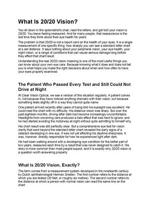 What Is 20/20 Vision