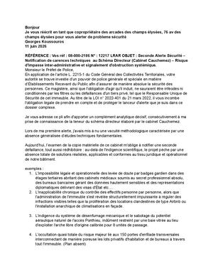 Alerte Schéma Directeur 11 Juin 2026 Arcade Champs éLysées