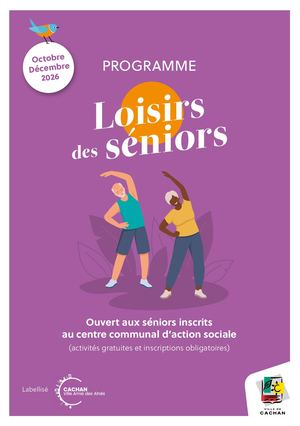 Programme Loisirs Seniors - Octobre à decembre 2026