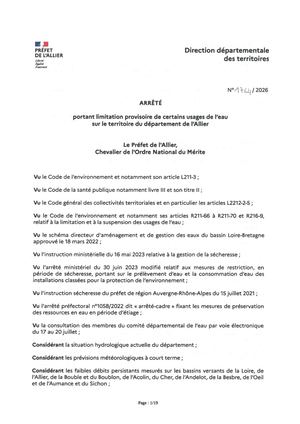 Arrêté Sécheresse 23 Juillet 2026