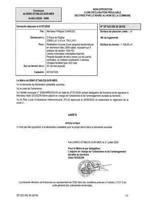 DP 26 Q 0162 - Arrêté