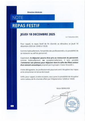 Note Relatif Au Repas Festif Du Jeudi 18 Décembre 2025