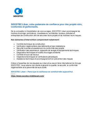 Socotec Liban- Votre Partenaire De Confiance Pour Des Projets Sûrs, Conformes Et Performants