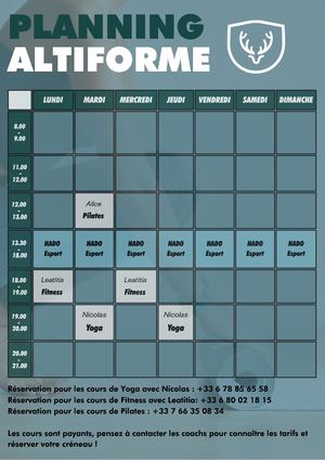 Planning Altiforme fitness center