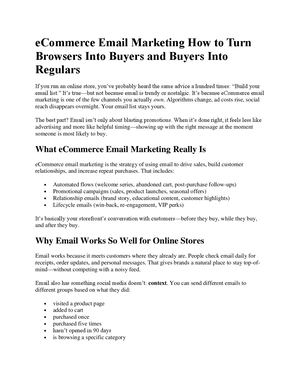 E Commerce Email Marketing How To Turn Browsers Into Buyers And Buyers Into Regulars