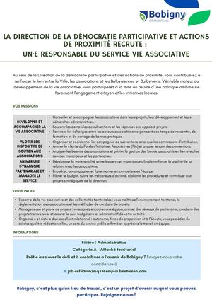 Un·e Responsable Du Service Vie Associative