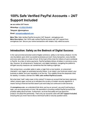 100% Safe Verified Pay Pal Accounts – 24 7 Support Included