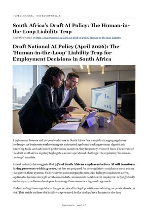 South Africa’s Draft AI Policy: The Human-in-the-Loop Liability Trap
