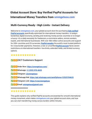 Global Account Store Buy Verified Pay Pal Accounts For International Money Transfers From Smmgetusa