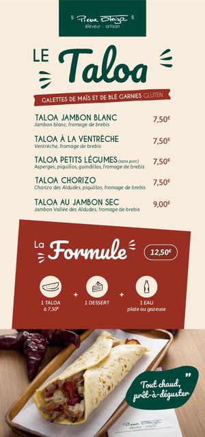 Carte Taloa et Plateaux de charcuteries Oteiza 2026