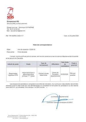 Avis 2026 32 Responsable Logistique Et Technique Cfd
