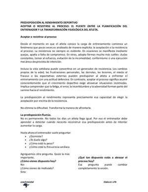 Predisposición Al Rendimiento Deportivo