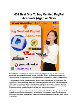 404 Best Site To Buy Verified Pay Pal Accounts (Aged Or New)