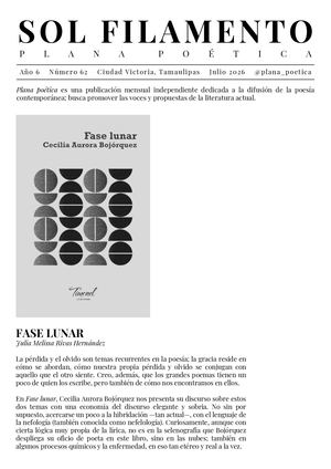 Plana poética: Sol filamento / No. 62 / Julio 2026