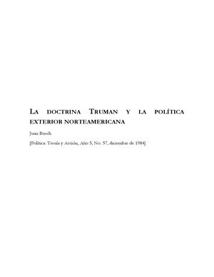 La Doctrina Truman Y La Politica Exterior Norteamericana