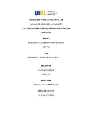 Informe de Consultoría Pedagógica