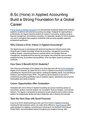 B.Sc (Hons) in Applied Accounting