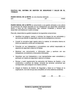 Política del SGSST