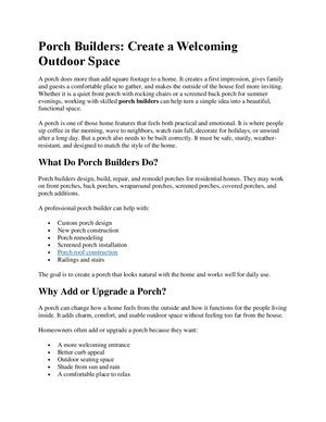 Porch Builders, Create A Welcoming Outdoor Space
