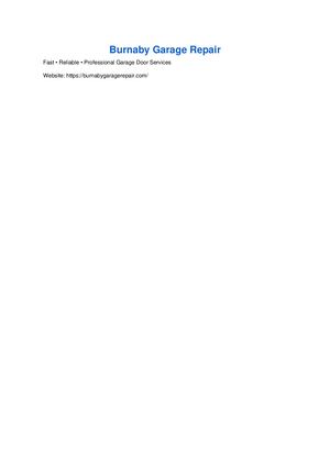 Burnaby Garage Repair Brochure