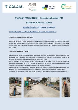 Travaux Rue Mollien Carnet Chantier N°15 Semaines 30 Et 31