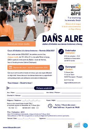 Fiche Inscription Danse 2026 2027