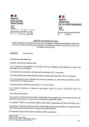 2 3 Règlement De La Zone De Mouillage Et D’équipements Légers De L’anse Du Croûton Inter Préfectoral
