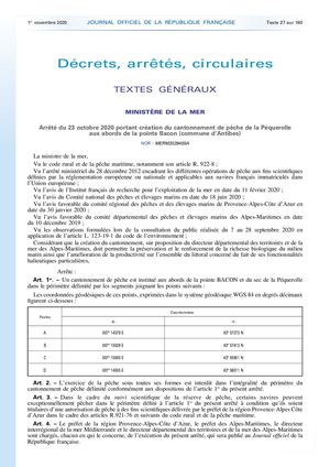ZMP P - IX. 3 Cantonnement De Pêche De La Péquerolle (Arrêté Du 23 10 2020).