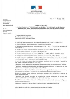 Feu Ii 1 Réglementation Du Brûlage Des Déchets Verts Dans Les Alpes Maritimes (Ap N°2012 1123 Du 19 11 2012)