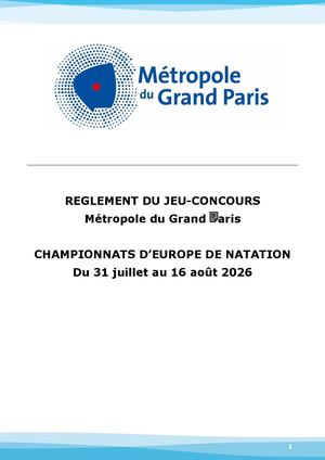 Règlement du jeu concours - Championnats d'Europe de Natation 2026
