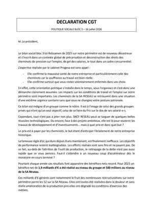 Déclaration CGT Politique Sociale BLOC 3