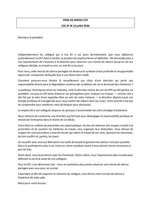 Minute De Silence CGT Suite Suicide