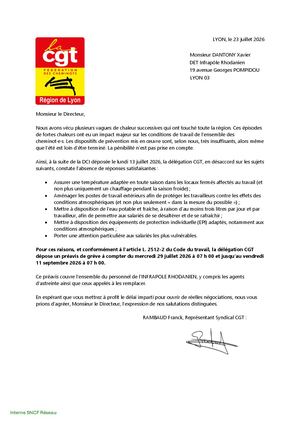Préavis De Grève Canicule 13 07 2026