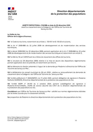 Arrêté Classement Cat I Sanary