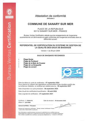 Attestation De Conformité Eaux De Baignade