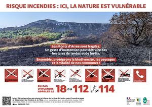 Visuel de sensibilisation incendie dans les Monts d'Arrée à disposition des mairies