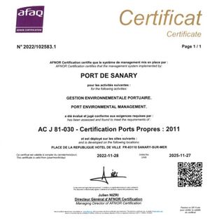 CERTIFICATION PORTS PROPRES