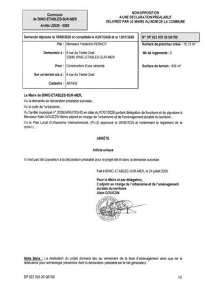 DP 26 Q 0150 - Arrêté