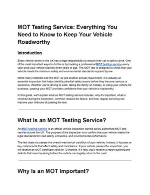 MOT Testing Service_ Everything You Need to Know to Keep Your Vehicle Roadworthy