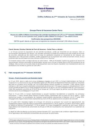 Chiffre d’affaires 3e trimestre 2025/2026