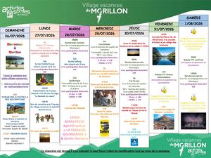Planning Animation Du 26 07 Au 01 08