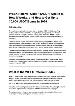WEEX Referral Code "3AND": What It Is, How It Works, And How To Get Up To 30,000 Usdt Bonus In 2026