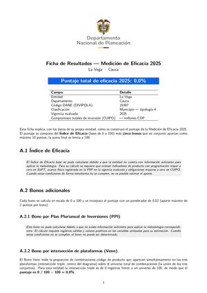 Ficha Eficacia 2025 La Vega, Cauca