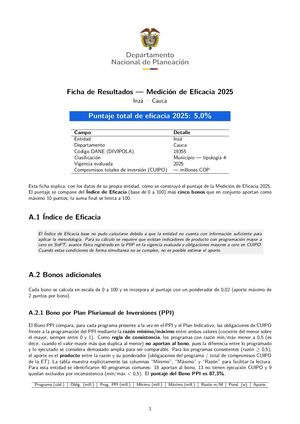 Ficha Eficacia 2025 Inzá, Cauca