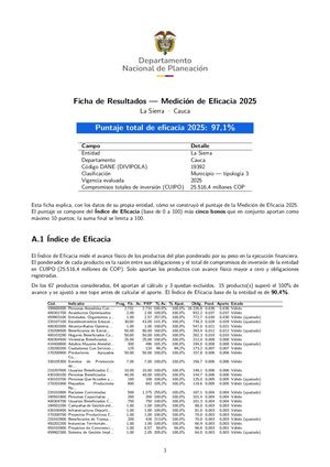 Ficha Eficacia 2025 La Sierra, Cauca
