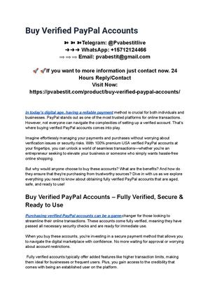 Top 98+ Place To Buy 100% Premium Usa Verified Pay Pal Accounts–100% Aged Safe & Trusted