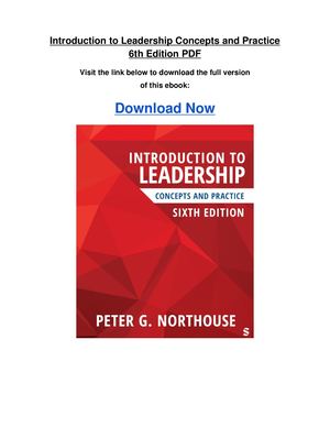 Introduction To Leadership Concepts And Practice 6th Edition Pdf