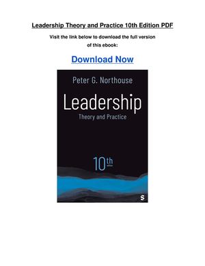 Leadership Theory And Practice 10th Edition Pdf